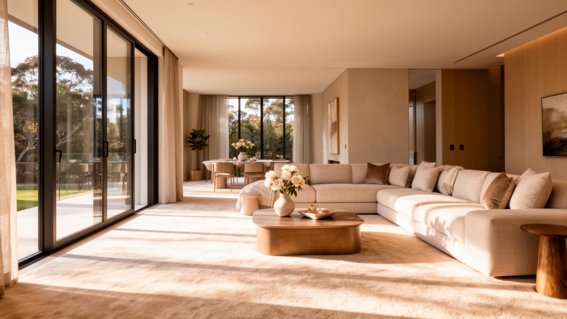 Sydney living room with wool carpet